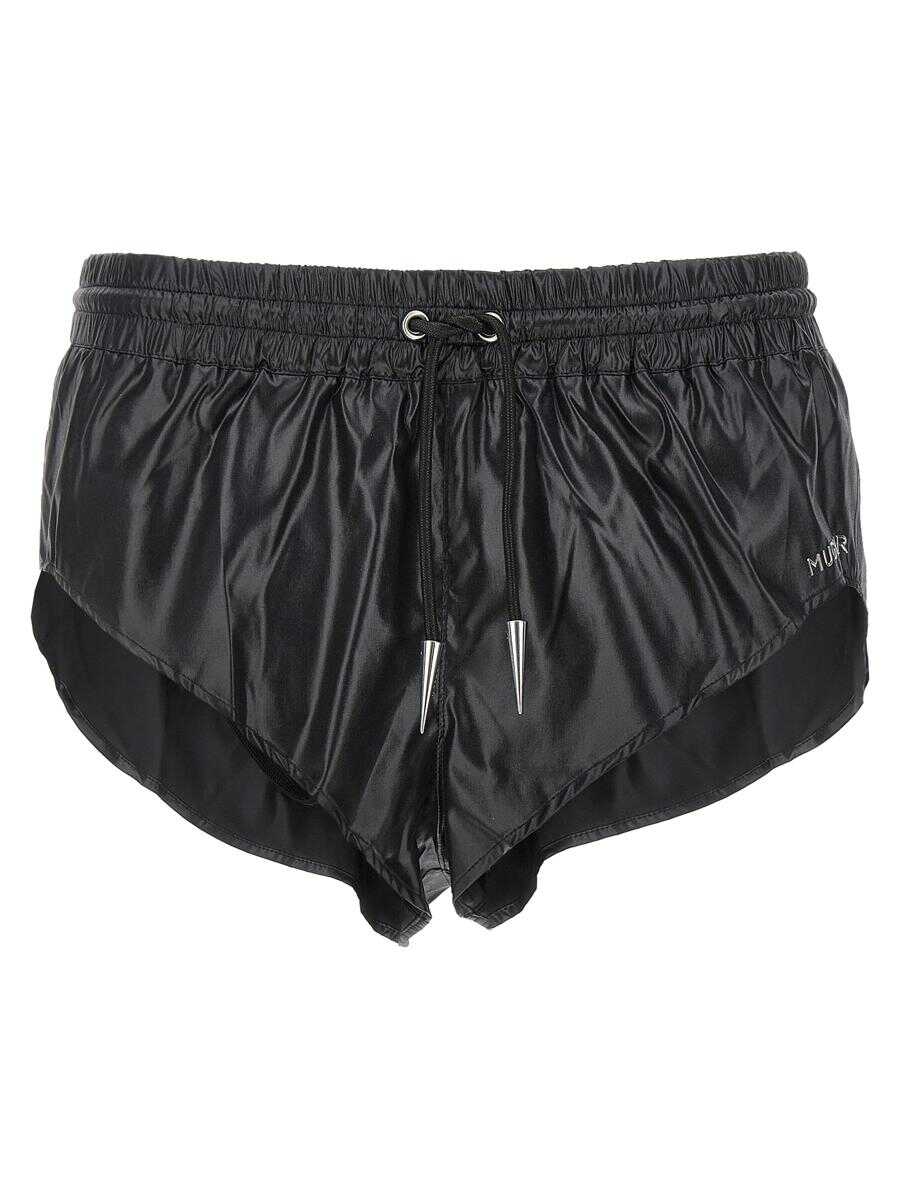 MUGLER MUGLER Shiny effect fabric swimsuit shorts Black