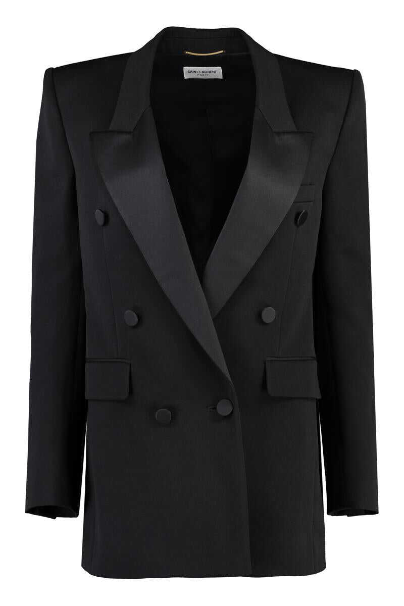 Saint Laurent SAINT LAURENT DOUBLE-BREASTED WOOL JACKET BLACK