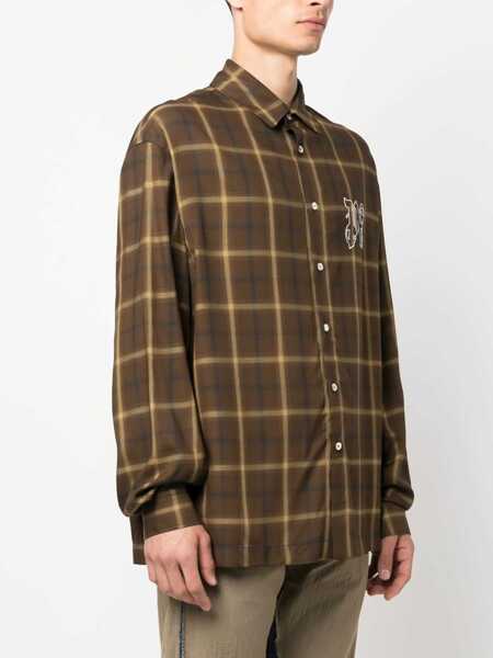 Camasi casual Palm Angels Monogram Shirt BROWN Barbati (BM 10693669) 3