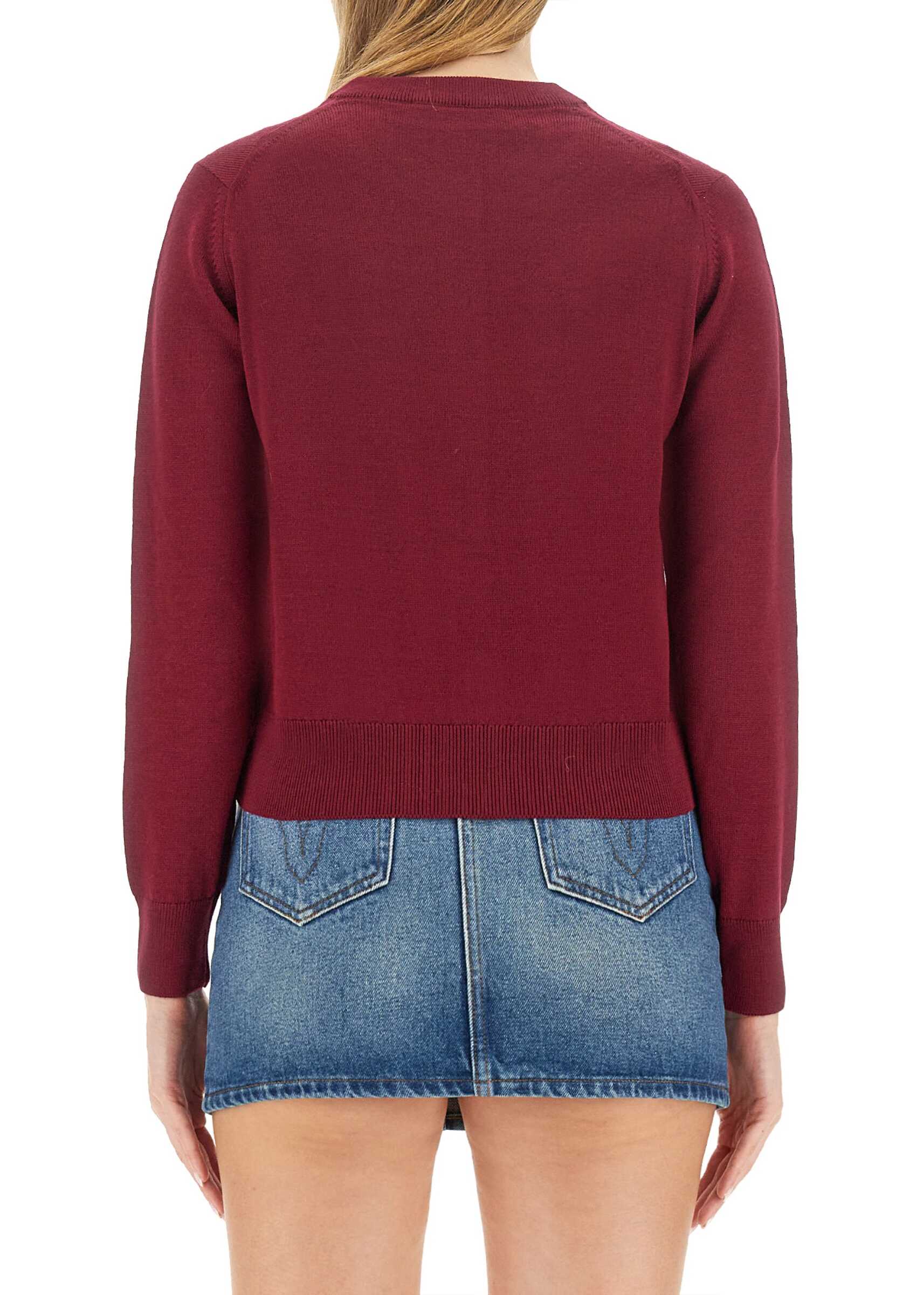 MAISON KITSUNÉ Fox Patch Cardigan BORDEAUX