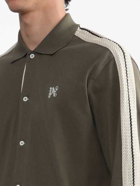 Camasi casual Palm Angels Monogram Shirt MILITARY GREEN Barbati (BM 10695841) 5