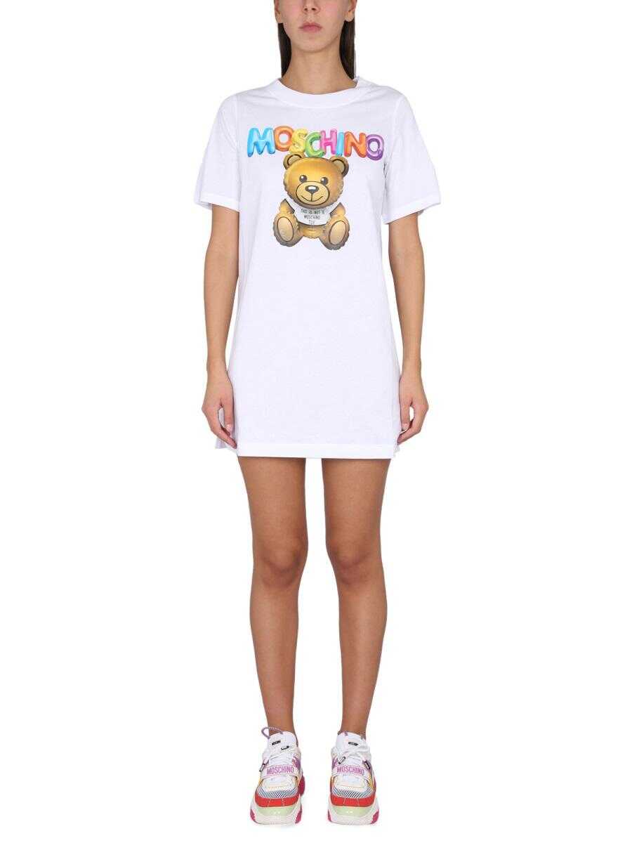 Moschino MOSCHINO TEDDY BEAR T-SHIRT DRESS WHITE