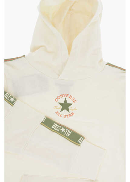 Bluze de trening Converse All Star Chuck Taylor Brushed Cotton Hoodie With Logoed Band White Baieti (BM 10701043) 2