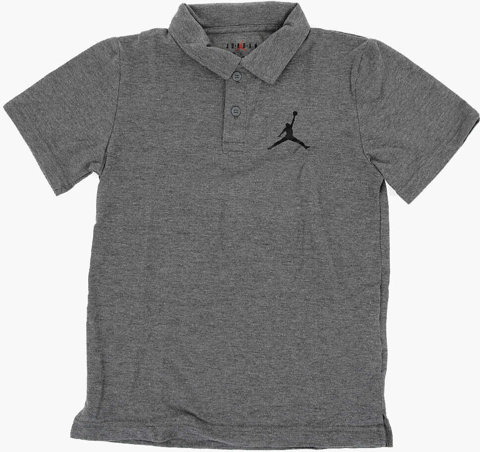 Nike Air Jordan Solid Color 2-Buttons Polo Shirt With Jumpman Pri Gray