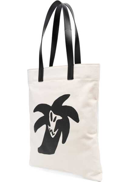 Borsete Palm Angels Cotton Canvas Shopping Bag WHITE Barbati (BM 10704454) 3