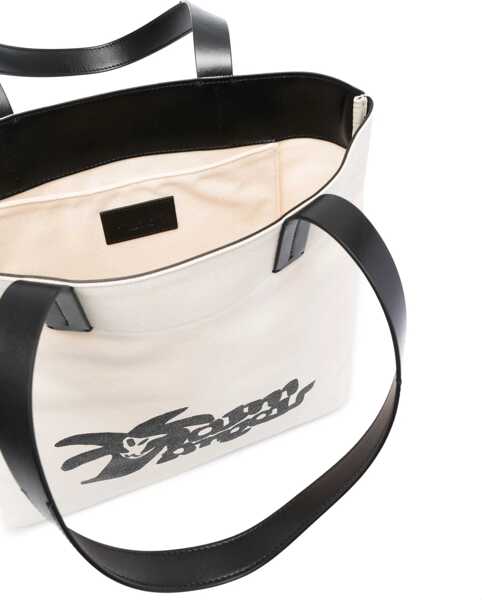 Borsete Palm Angels Cotton Canvas Shopping Bag WHITE Barbati (BM 10704454) 5