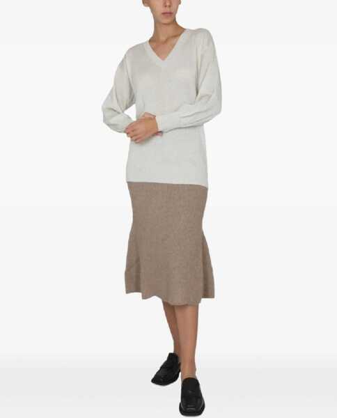 Pulovere casual Fabiana Filippi V-Neck Jersey WHITE Femei (BM 10713319) 2