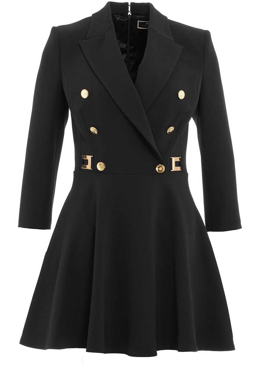 Elisabetta Franchi Robe-manteau in double crepe Black