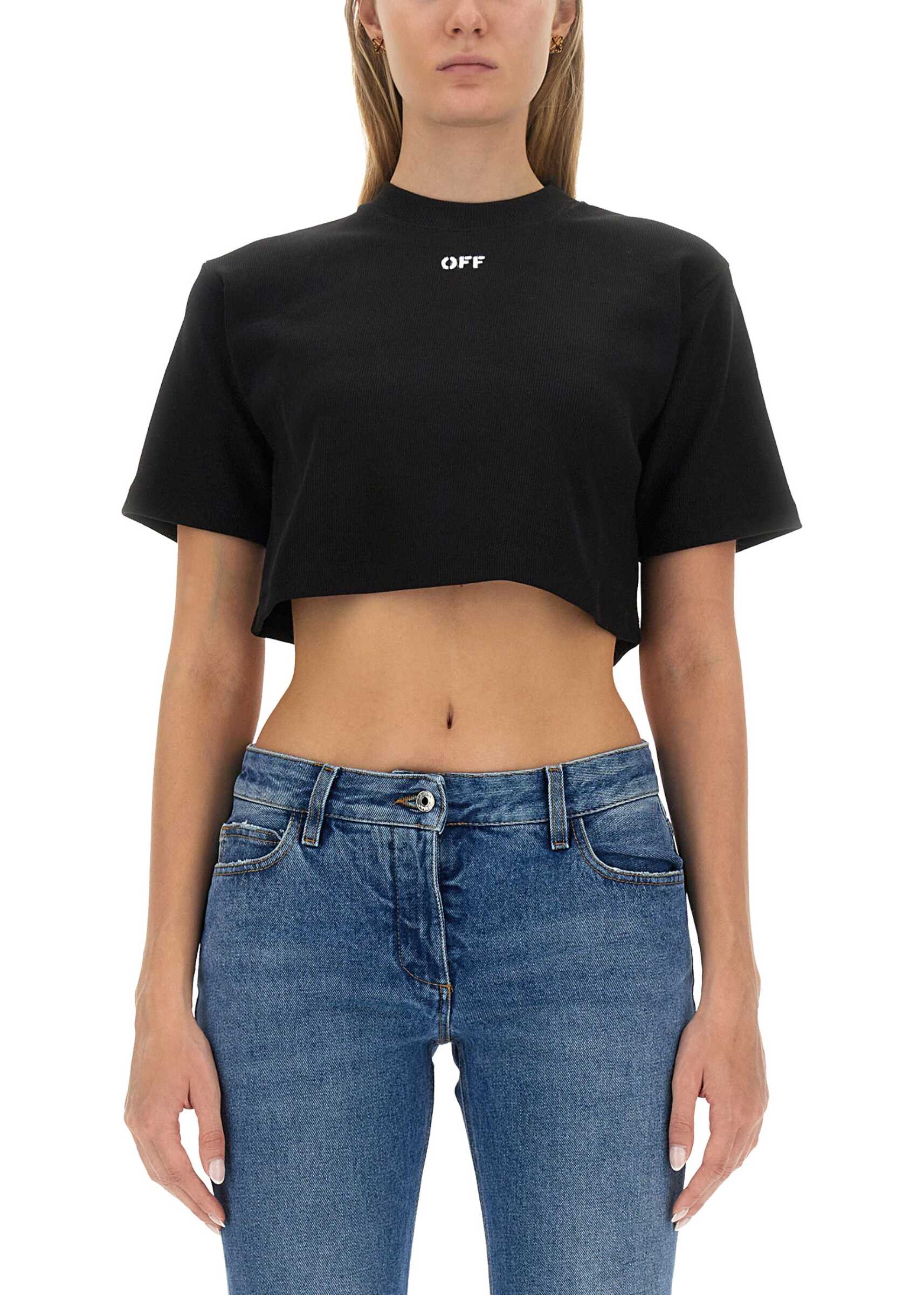 Off-White Cropped T-Shirt BLACK