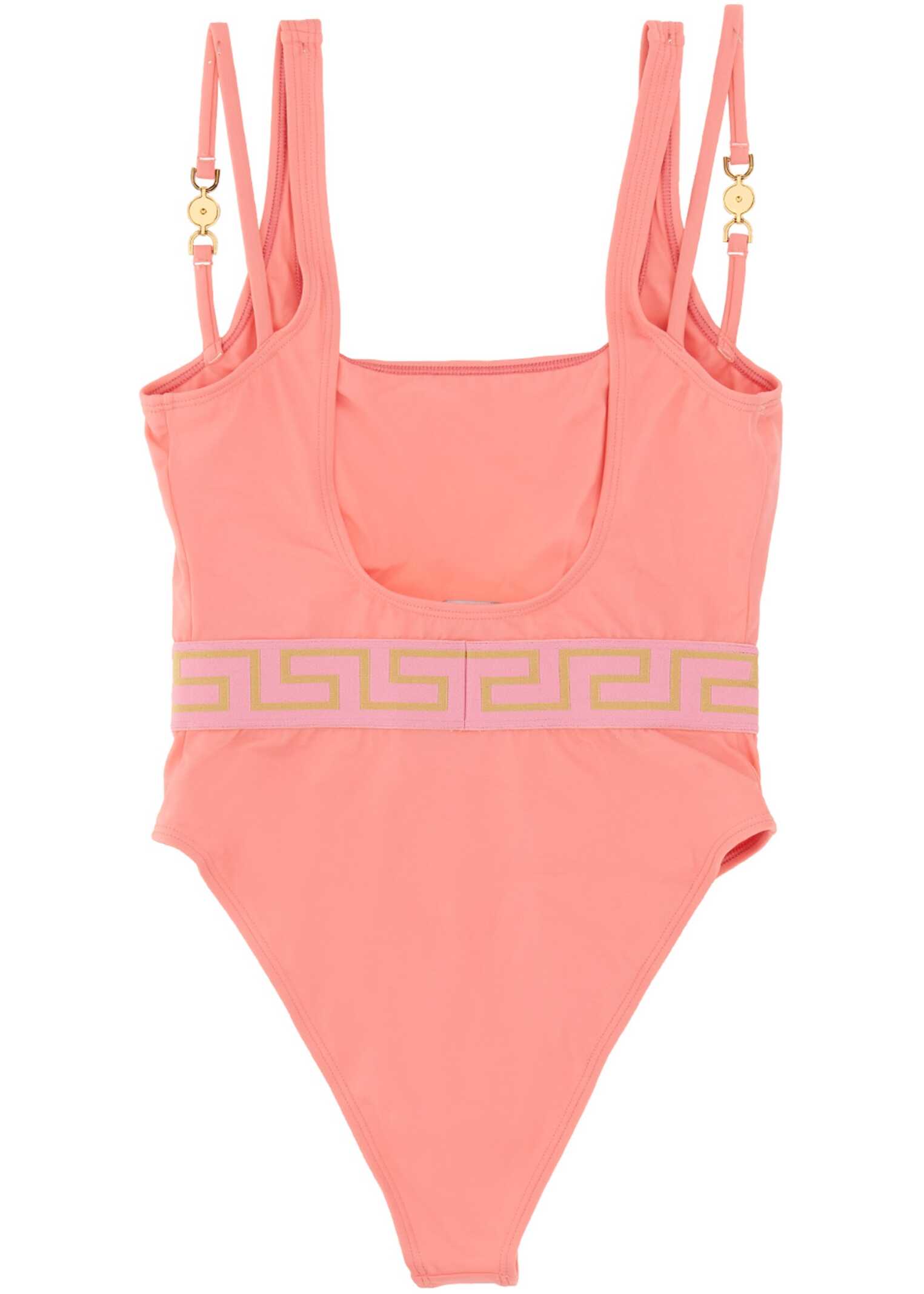 Versace One Piece Swimsuit With Medusa Greca Border \'95 PINK