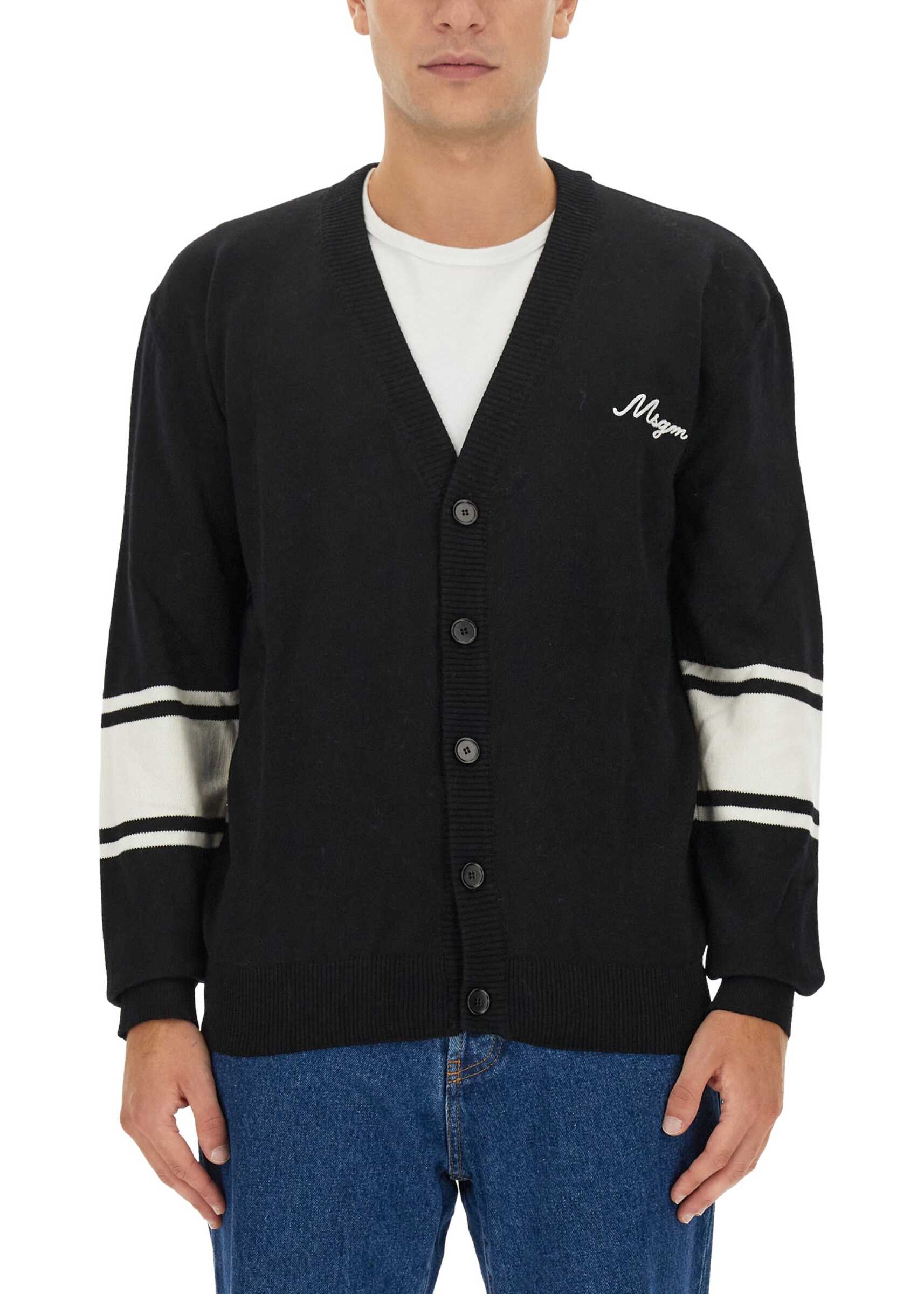 MSGM Cardigan With Logo BLACK