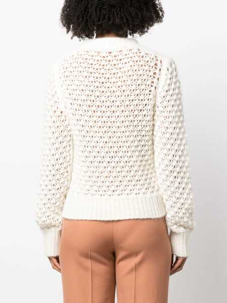 Pulovere casual Fabiana Filippi Perforated Mesh WHITE Femei (BM 10722835) 4