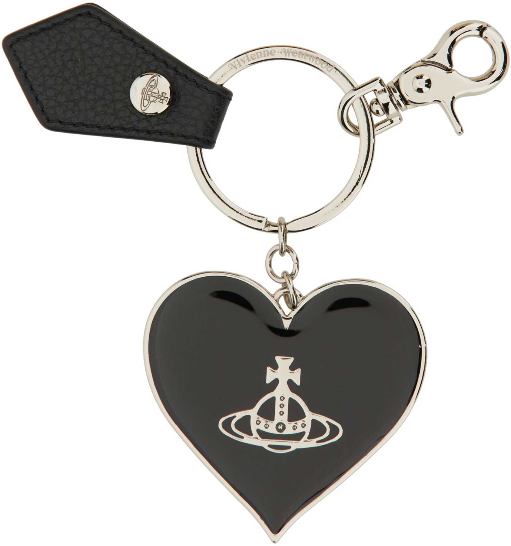 Vivienne Westwood Jordan Mirror Heart Orb Keychain BLACK