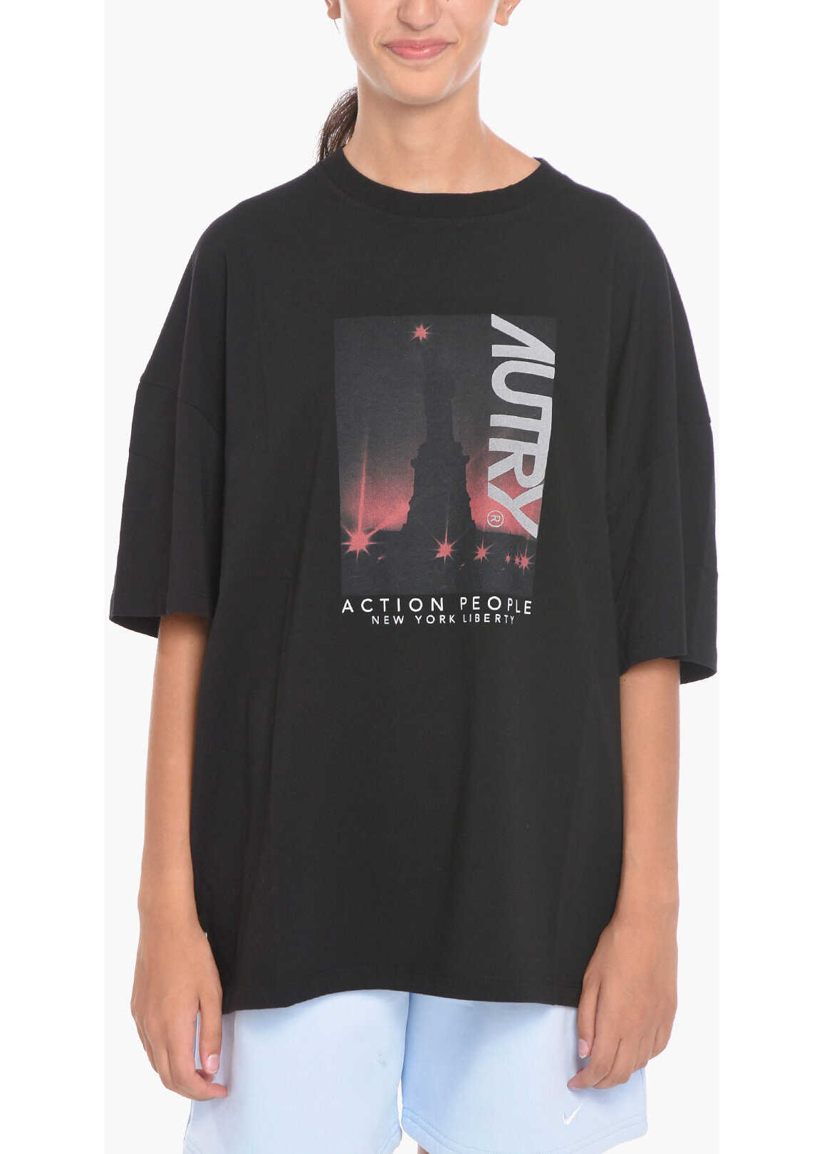 AUTRY Crew-Neck T-Shirt With Maxi Print Black