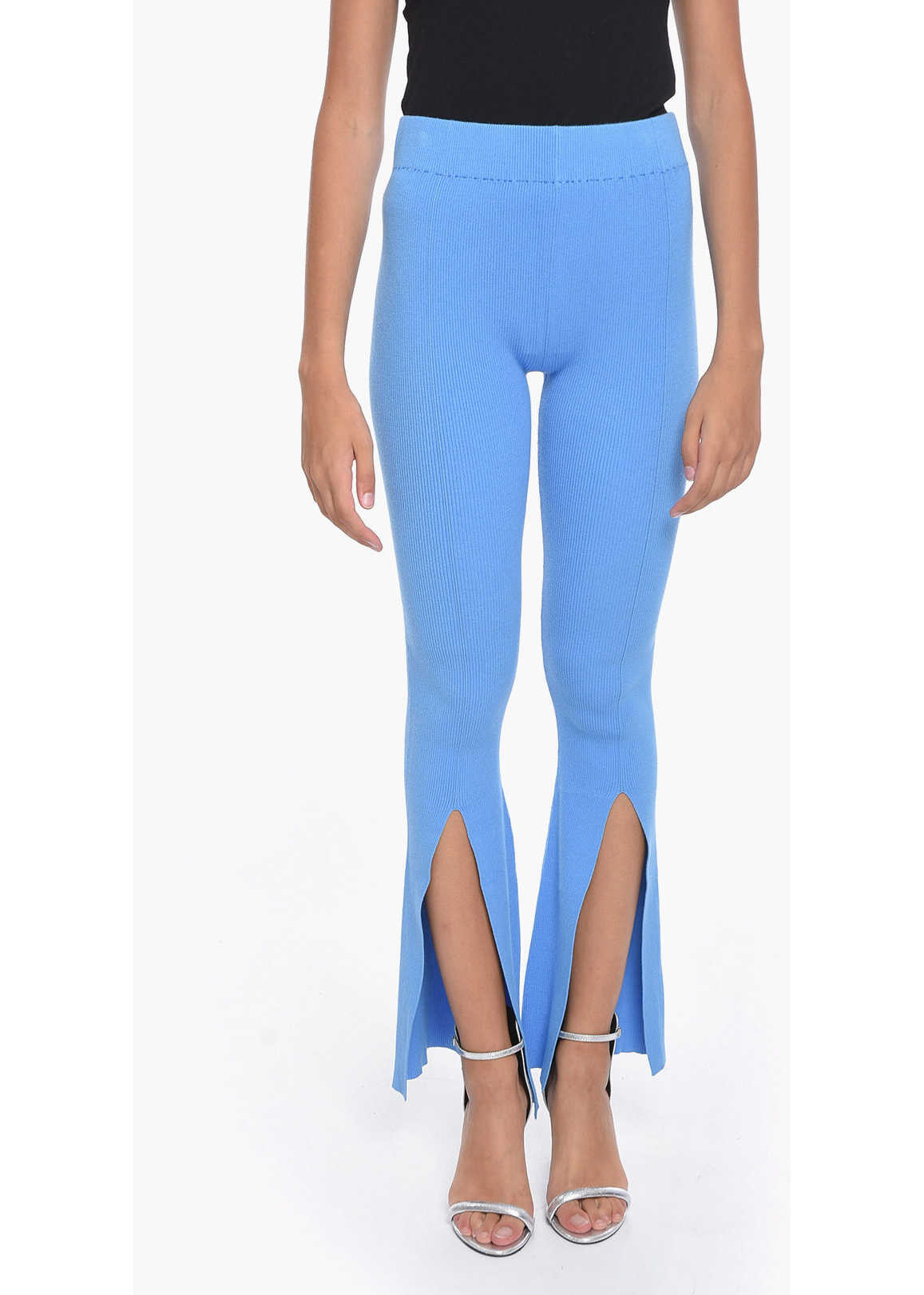 REMAIN Ribbed Omly Boot-Cut Pants With Ankle Split Blue