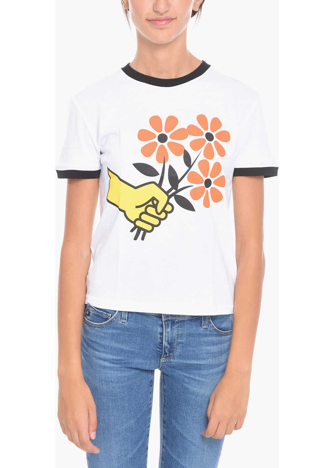 CORMIO Crew-Neck T-Shirt With Flowers-Print White