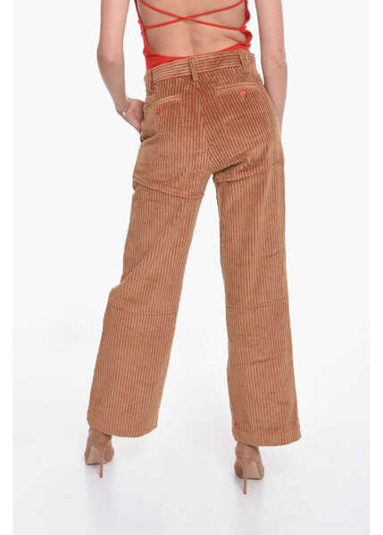 Pantaloni casual CORMIO Corduroy Taner Workwear Pants With Patches Brown Femei (BM 10723159) 2