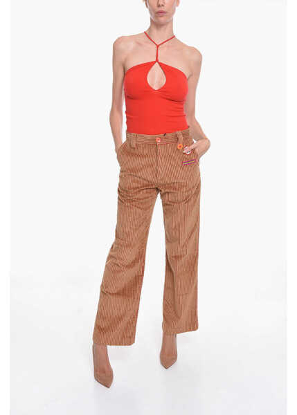 Pantaloni casual CORMIO Corduroy Taner Workwear Pants With Patches Brown Femei (BM 10723159) 4