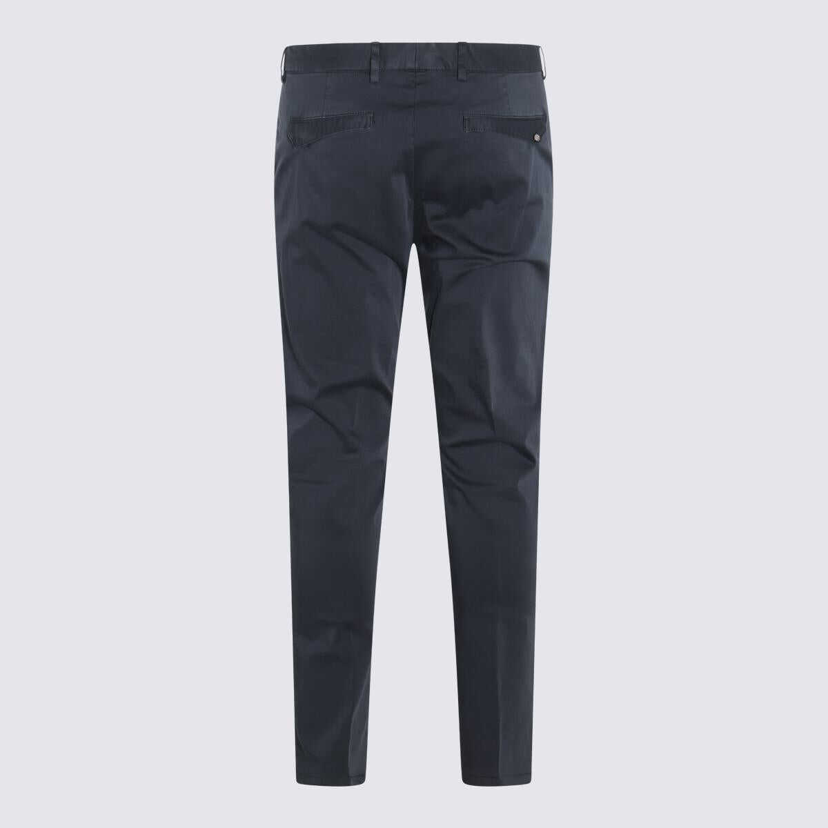 PT TORINO PT TORINO NAVY BLUE COTTON BLEND TROUSERS BLUE