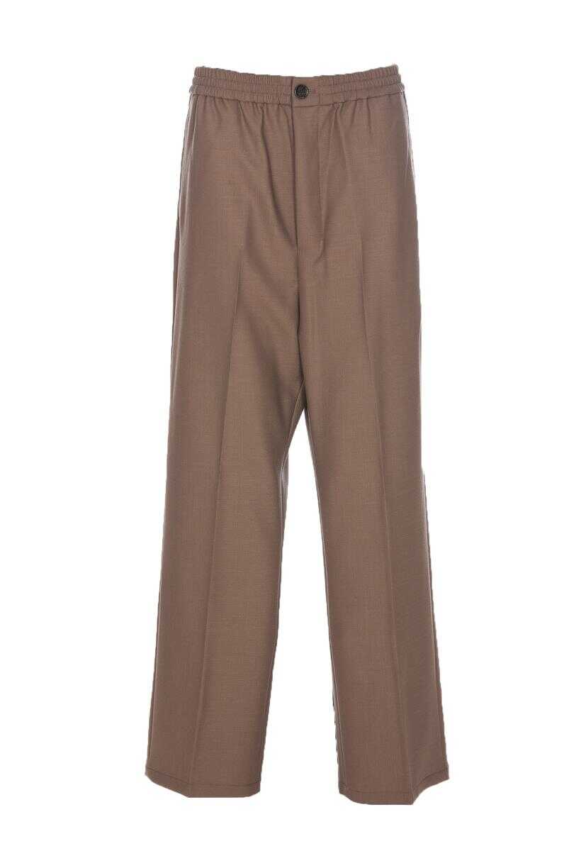 AMI ALEXANDRE MATTIUSSI AMI ALEXANDRE MATTIUSSI TAUPE WOOL BLEND STRETCH PANTS Beige