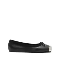 Balerini Alexander McQueen Alexander McQueen Black Leather And Silver Metal Flats