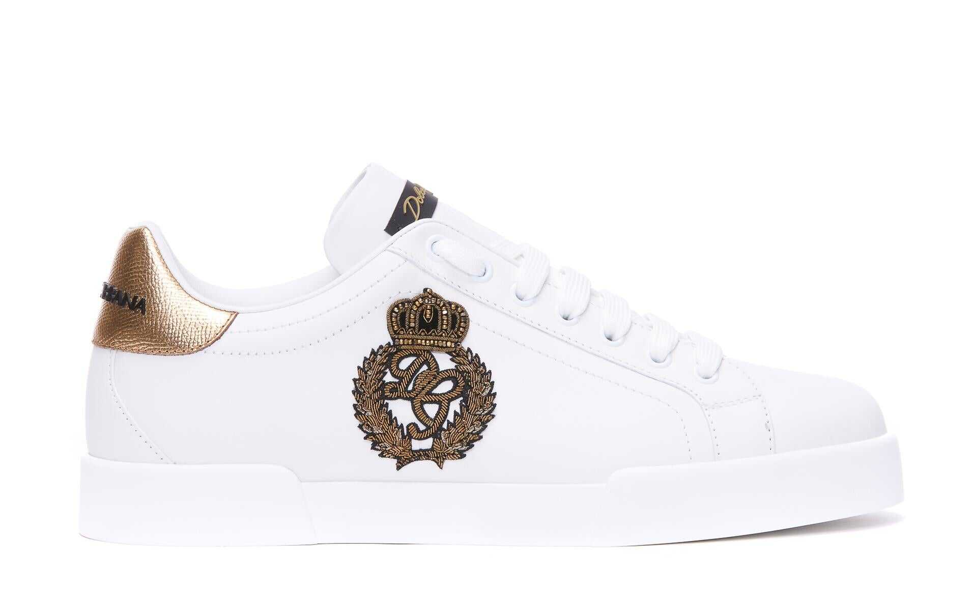 Dolce & Gabbana Dolce & Gabbana Man\'s Portofino White Leather Sneaker with Logo detail White