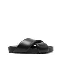 Mocasini Black Sandals With Criss Cros Bands In Smooth Leather Man Barbati