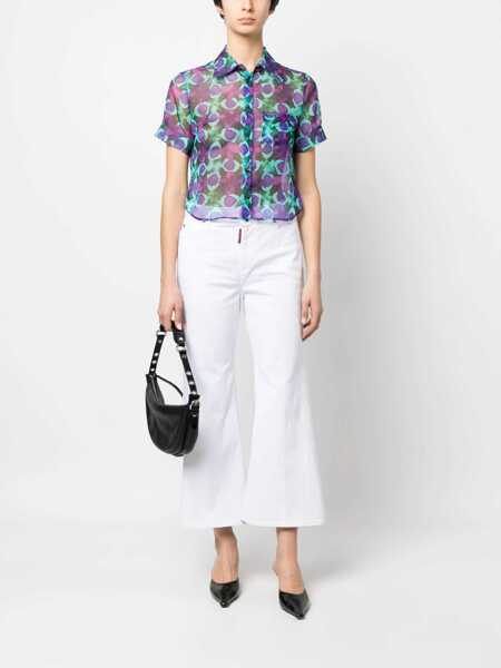 Blugi DSQUARED2 DSQUARED2 Super Flared Cropped Jeans WHITE Femei (BM 10733050) 2