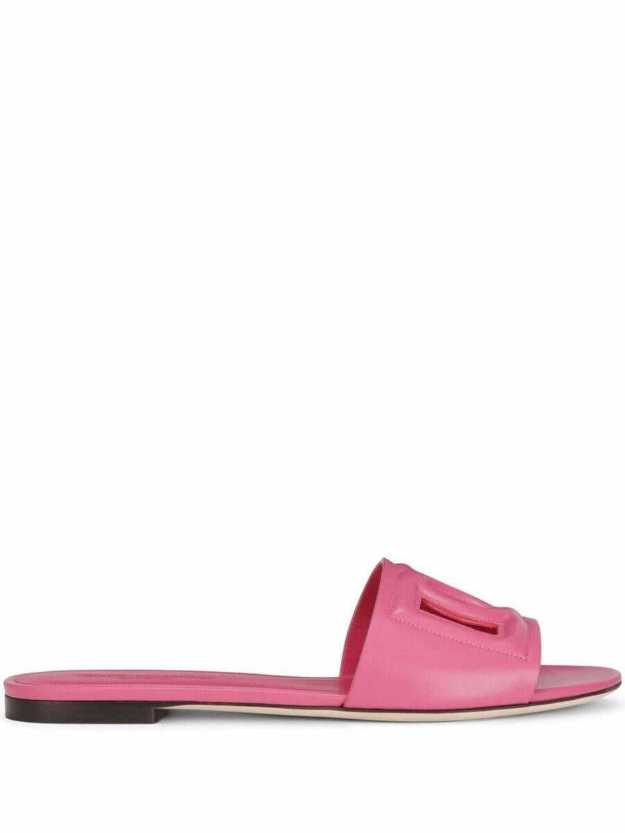 Dolce & Gabbana DOLCE & GABBANA DG leather flat sandals Pink