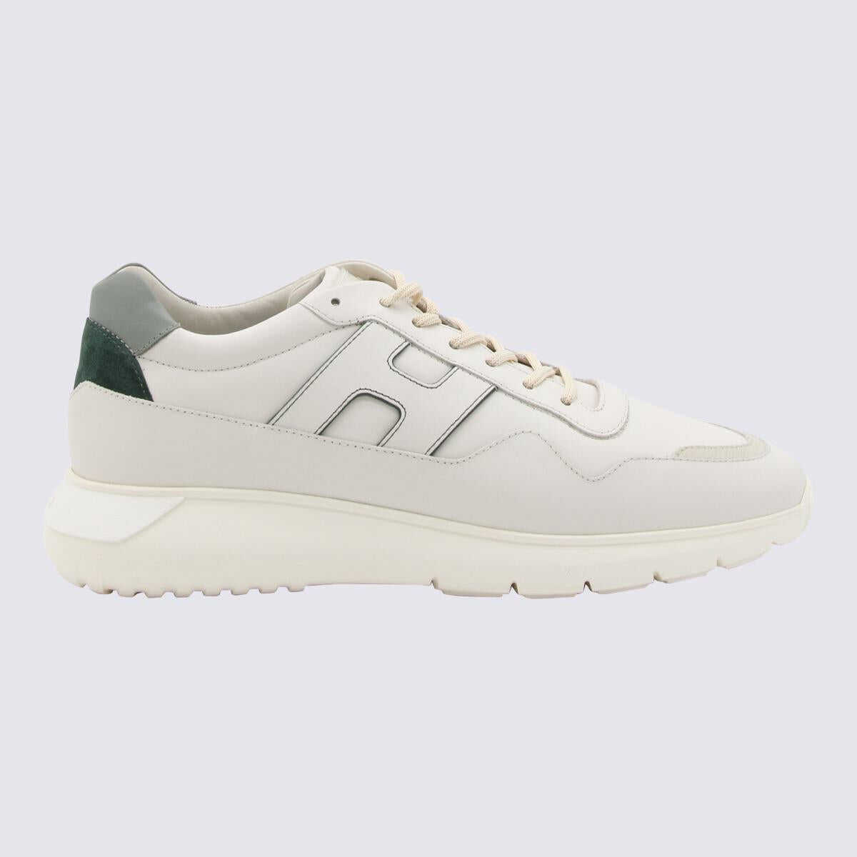 Hogan HOGAN WHITE LEATHER AND CANVAS INTERACTIVE SNEAKERS White