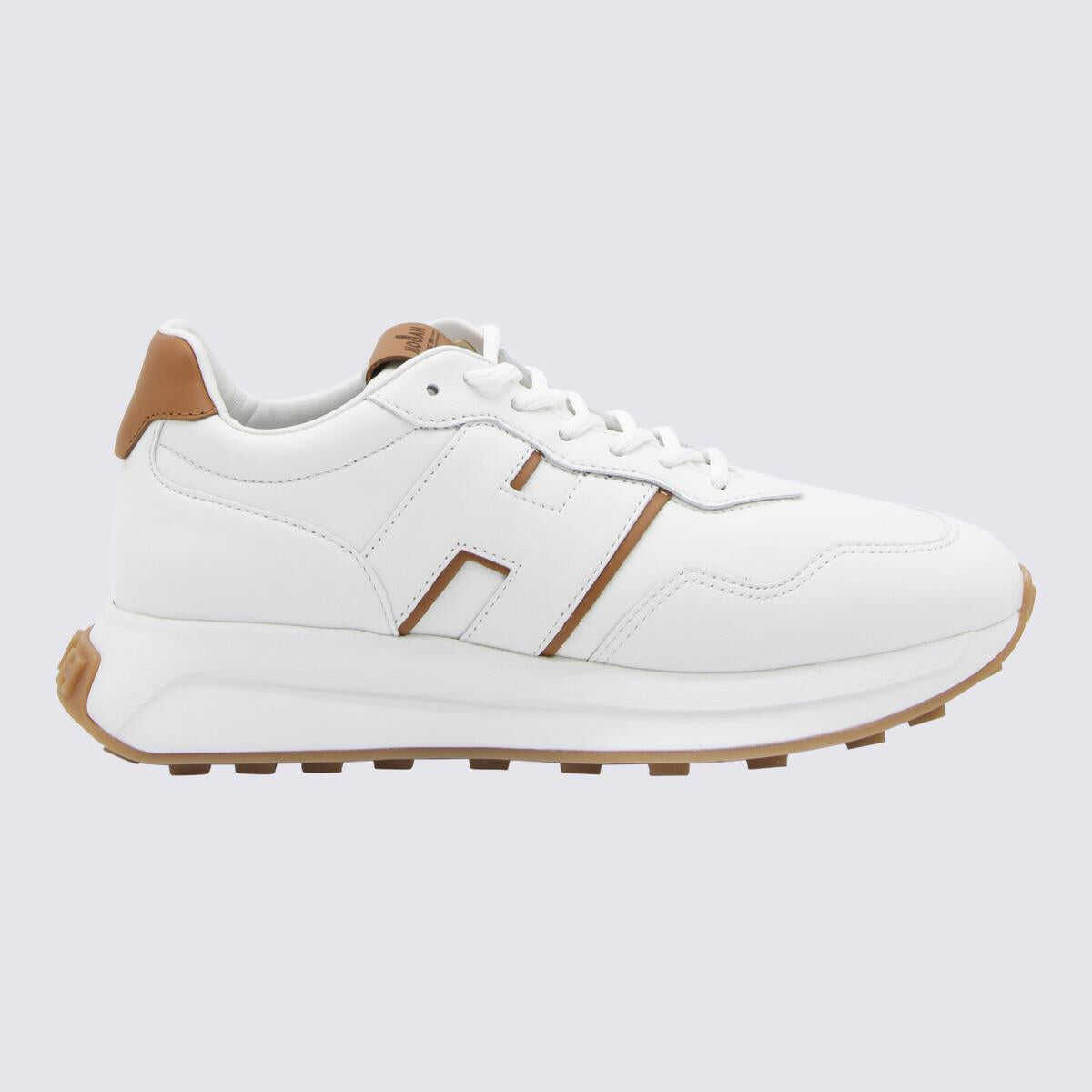 Hogan HOGAN WHITE AND BROWN LEATHER H641 SNEAKERS BIANCO/MARRONE
