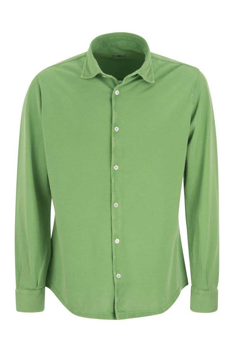 Fedeli FEDELI ROBERT - Cotton piqué shirt GREEN