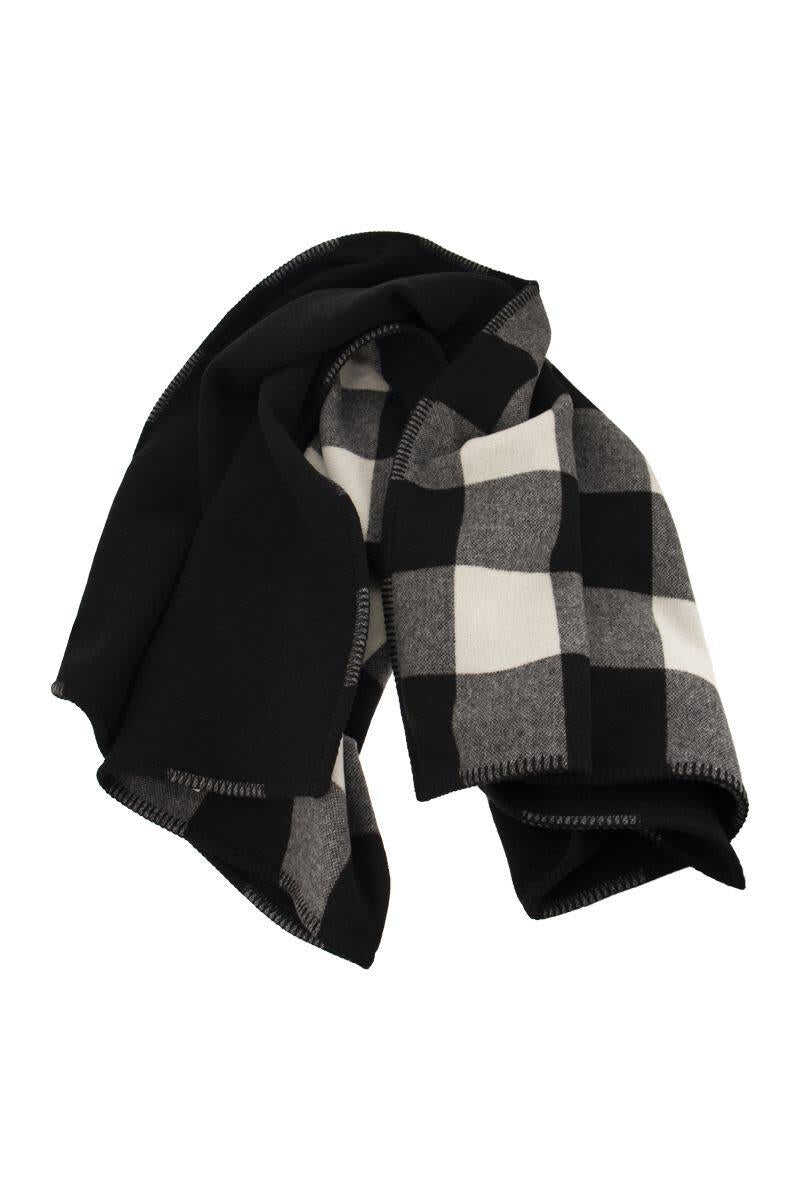 Woolrich WOOLRICH Pure wool check scarf BLACK/WHITE