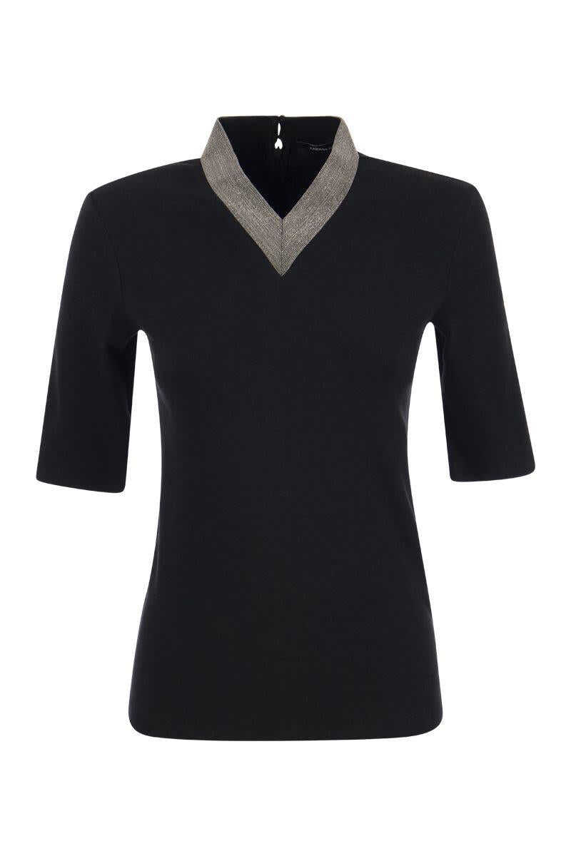 Fabiana Filippi FABIANA FILIPPI T-shirt with luxury neckline BLACK