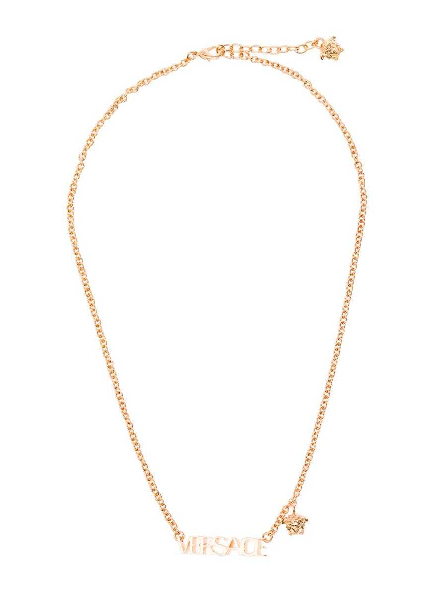 Versace Gold Metal Chain Necklace with Logo Dolce & Gabbana Woman GREY