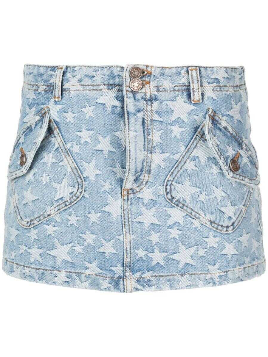 ERL ERL WOMENS DENIM JACQUARD SHORT SKIRT WOVEN CLOTHING BLUE