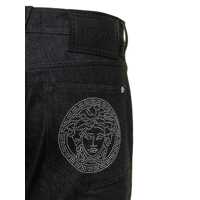 Blugi Versace pentru Barbati - Blugi Versace Black Straight Jeans with Studded Medusa in Stretch Cotton Denim Man Black Barbati (BM 10747909) - B-mall.ro