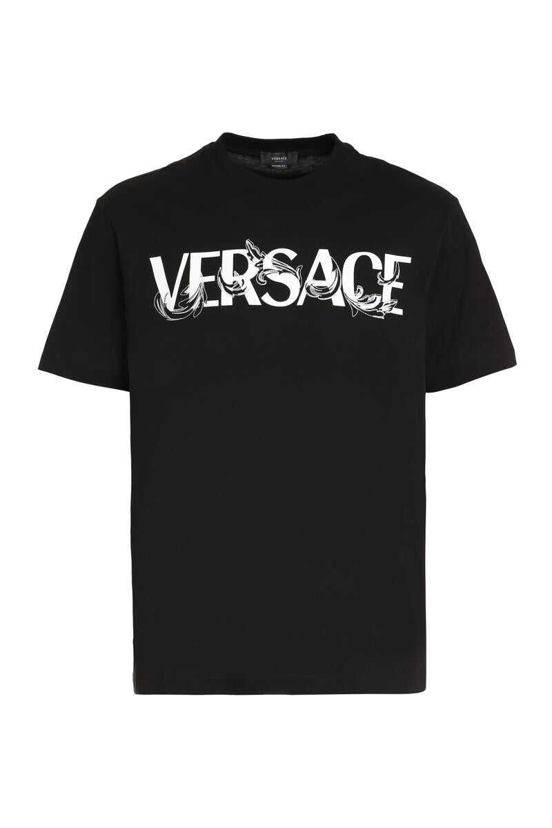 Versace VERSACE LOGO PRINTED COTTON T-SHIRT black