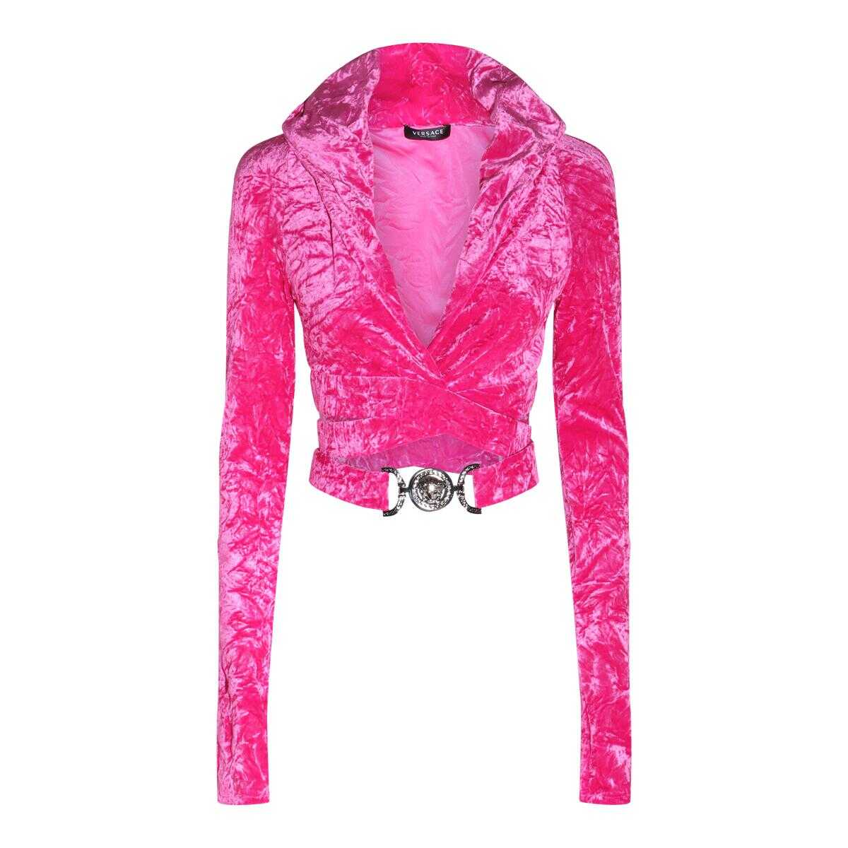 Versace VERSACE GLOSSY PINK CHENILLE STRETCH TOP GLOSSY PINK