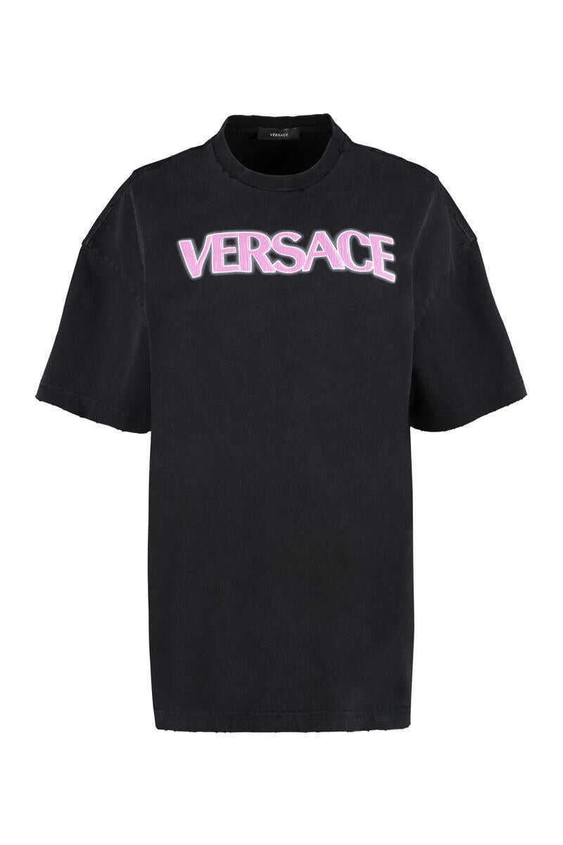 Versace VERSACE LOGO COTTON T-SHIRT BLACK