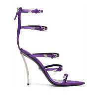Pantofi cu toc Pin-Point Sandals With Straps In Violet Leather Woman Femei