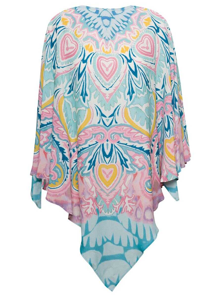 ETRO Multicolor Cape with Bat Sleeves and All-Over Paisley Print in Viscosa Woman MULTICOLOR