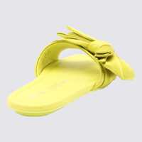 Papuci STUART WEITZMAN YELLOW LEATHER LOVEKNOT FLAT SANDALS Femei