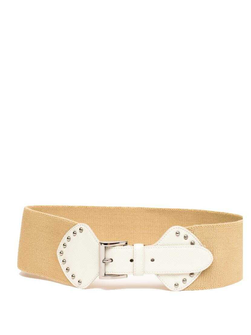 Prada PRADA buckled waist belt BEIGE WHITE