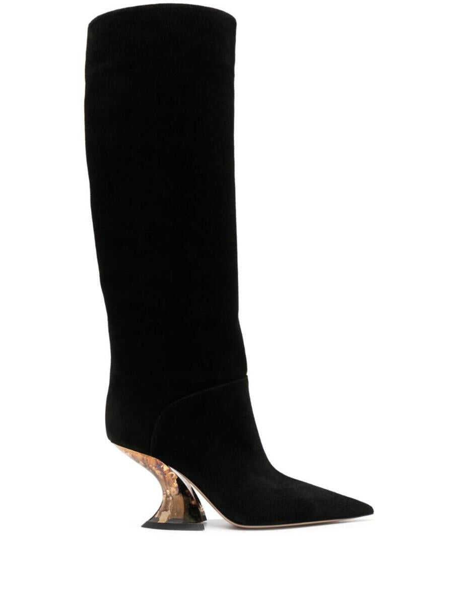 Poze Casadei 'Elodie' Black High-Boots with Sculpted Heel in Suede Woman Black