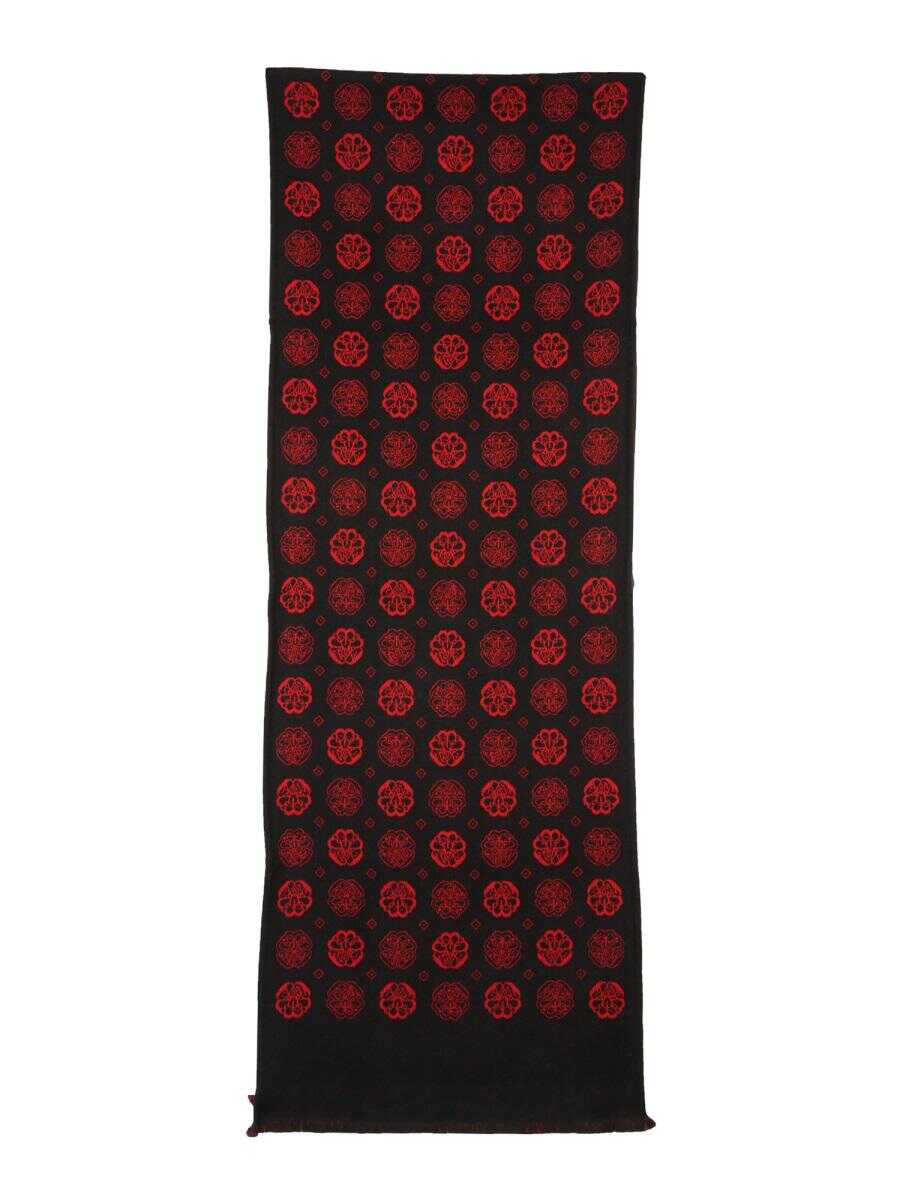 Alexander McQueen ALEXANDER MCQUEEN SCARF WITH JACQUARD PATTERN BLACK