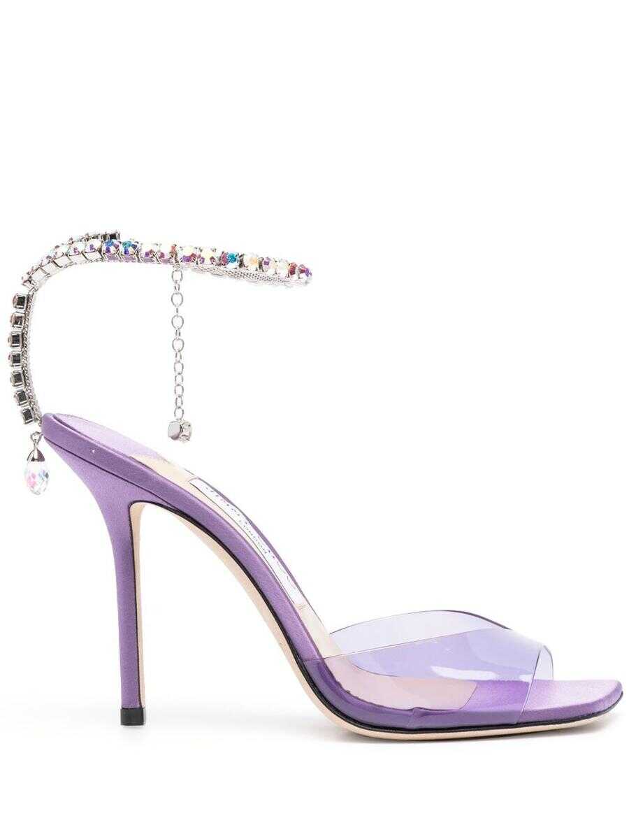 Jimmy Choo JIMMY CHOO Saeda 100 crystal chain embellishment sandals Purple