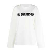 Tricouri White Crewneck Sweatshirt With Contrasting Logo Print At The Front In Cotton Man Barbati