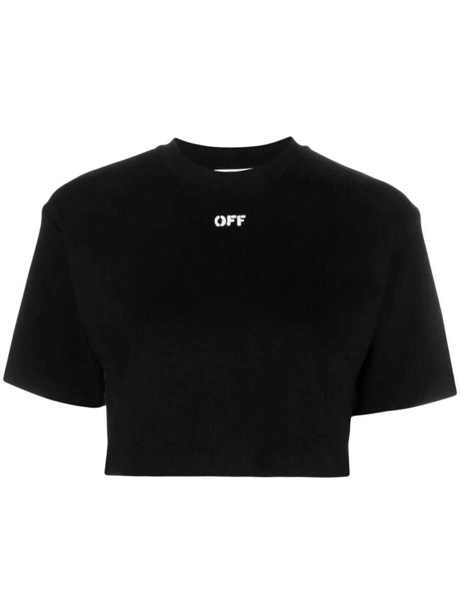 Off-White OFF-WHITE CROPPED T-SHIRT WITH PRINT BLACK