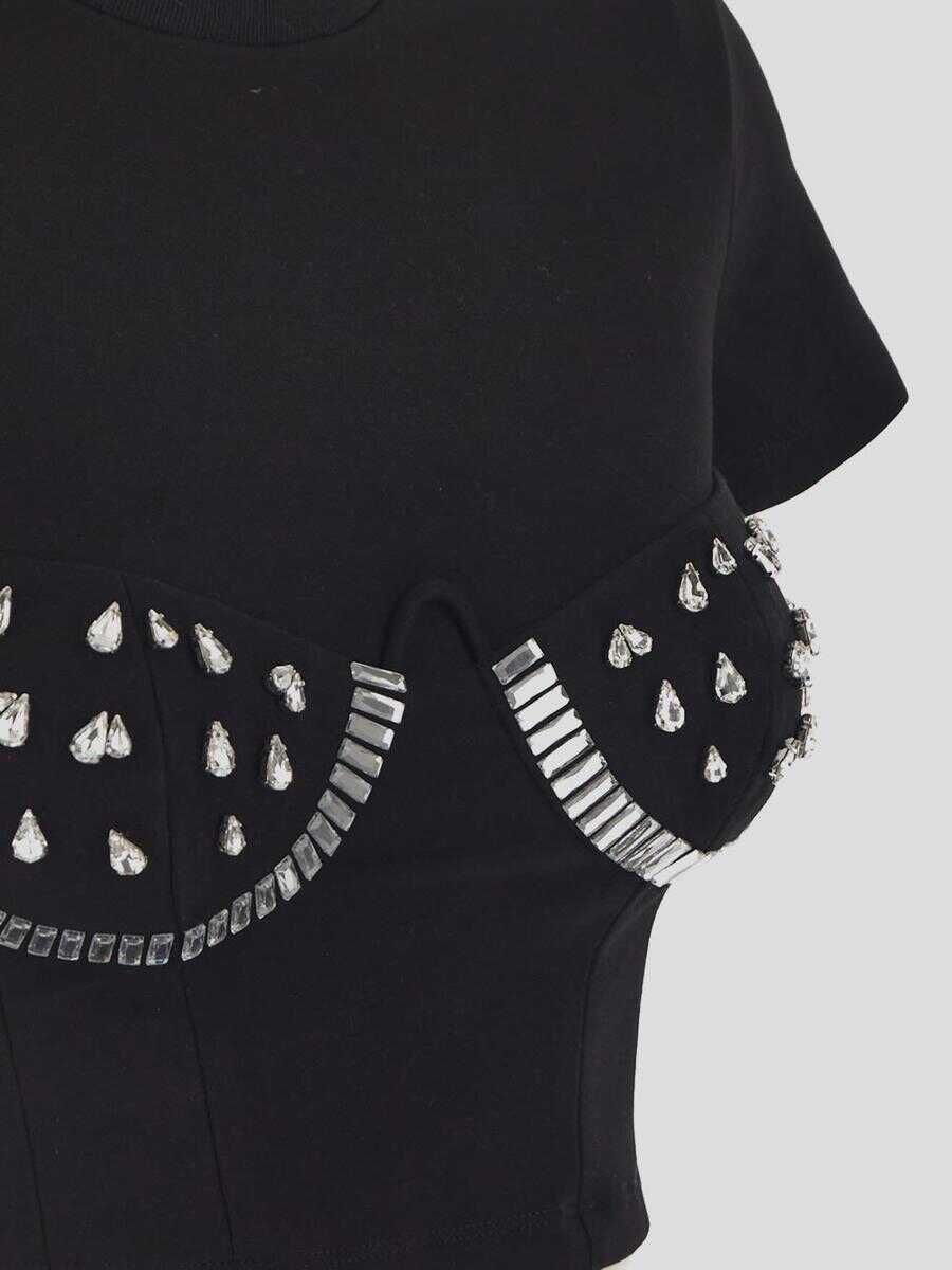 AREA Area Crystal Bustier T-Shirt BLACK